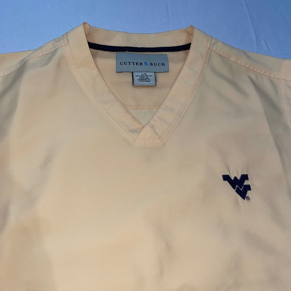 Cutter & Buck West Virginia Mountaineers Golf Vest Yellow Mens Large V-Neck WVU